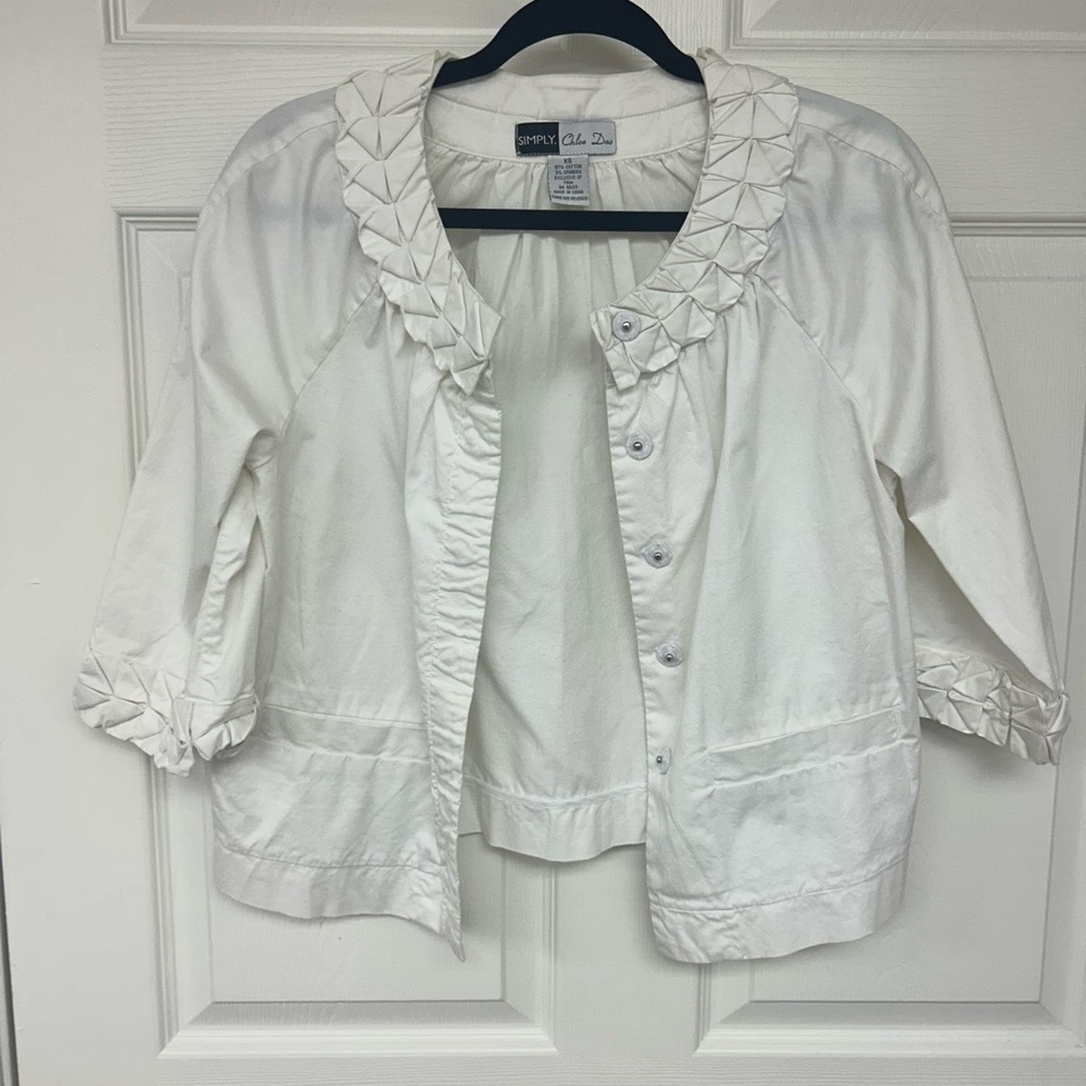 White Women's Snap Closure Jacket